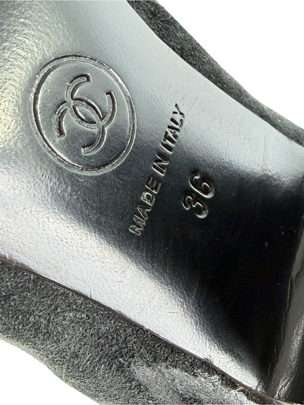 CHANEL Black Suede CC Calfskin Short Boots Made in Italy Marked as 36 - 6US - Picture 12 of 15